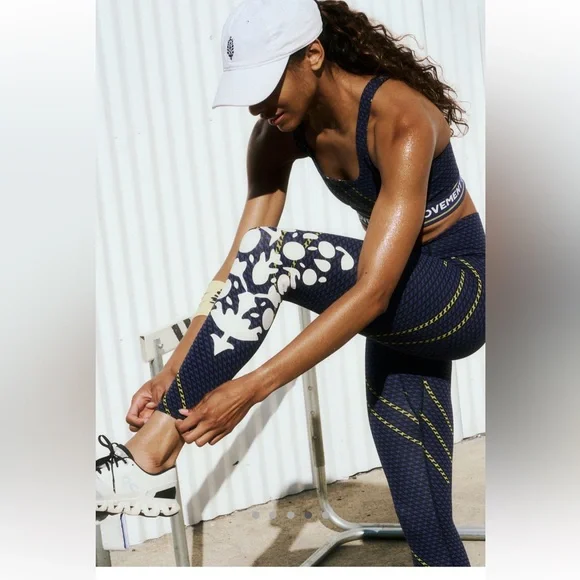 Free People Never Better Logo Leggings Black Combo NWT